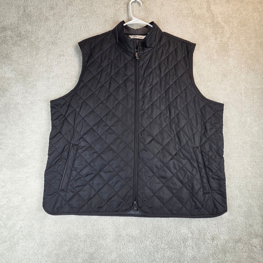 Peter Millar Essex Quilted Vest Mens XXL Black Windproof Water Resistant Zip
